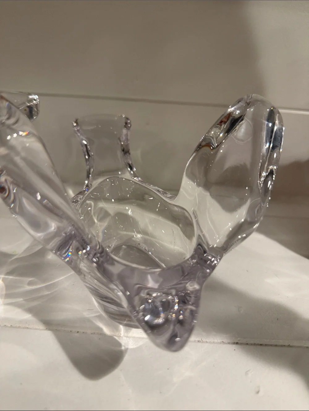 Princess House Clear Glass Dove in Flight Candle Holders Pair